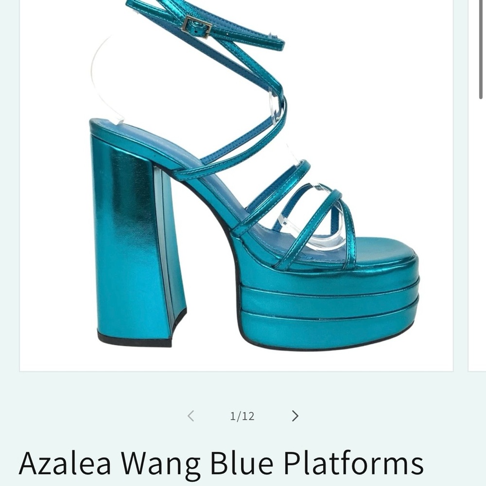 Azalea Wang Metallic Teal Platform Sandals
